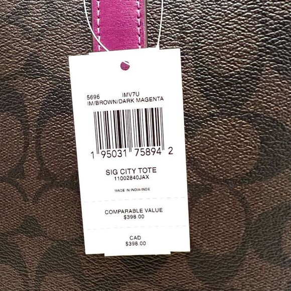 🍀🌷NWT! | Coach City Tote Handbag Signature Canvas Msrp:$398.00 - Picture 12 of 12